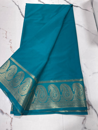 Premium Mysore Crape with Mango border