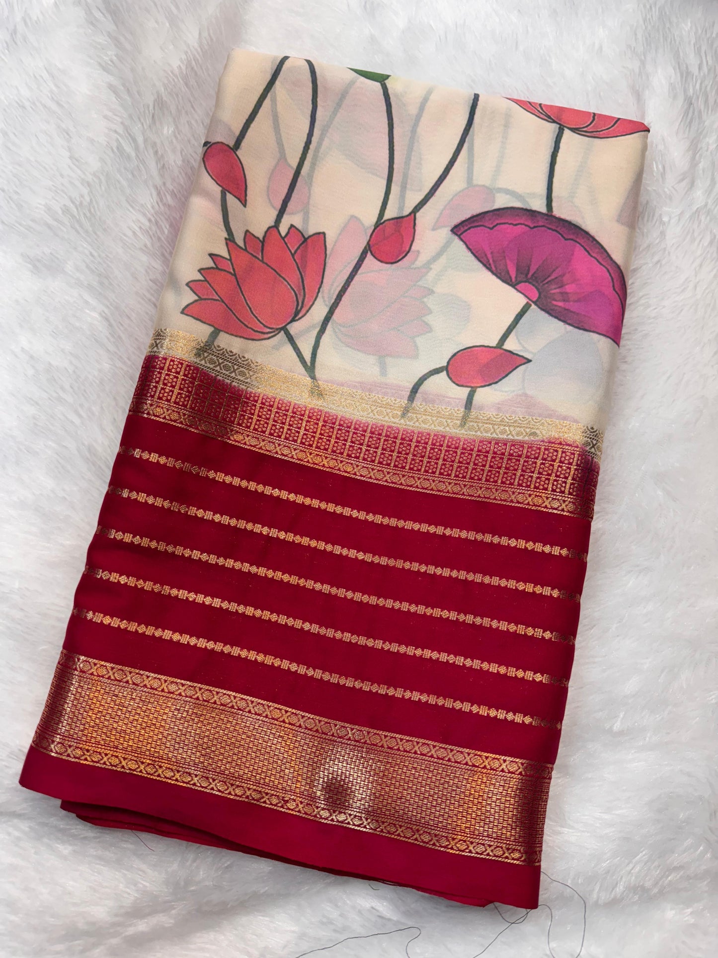 Premium Semi Mysore Crepe with Pichwai Print