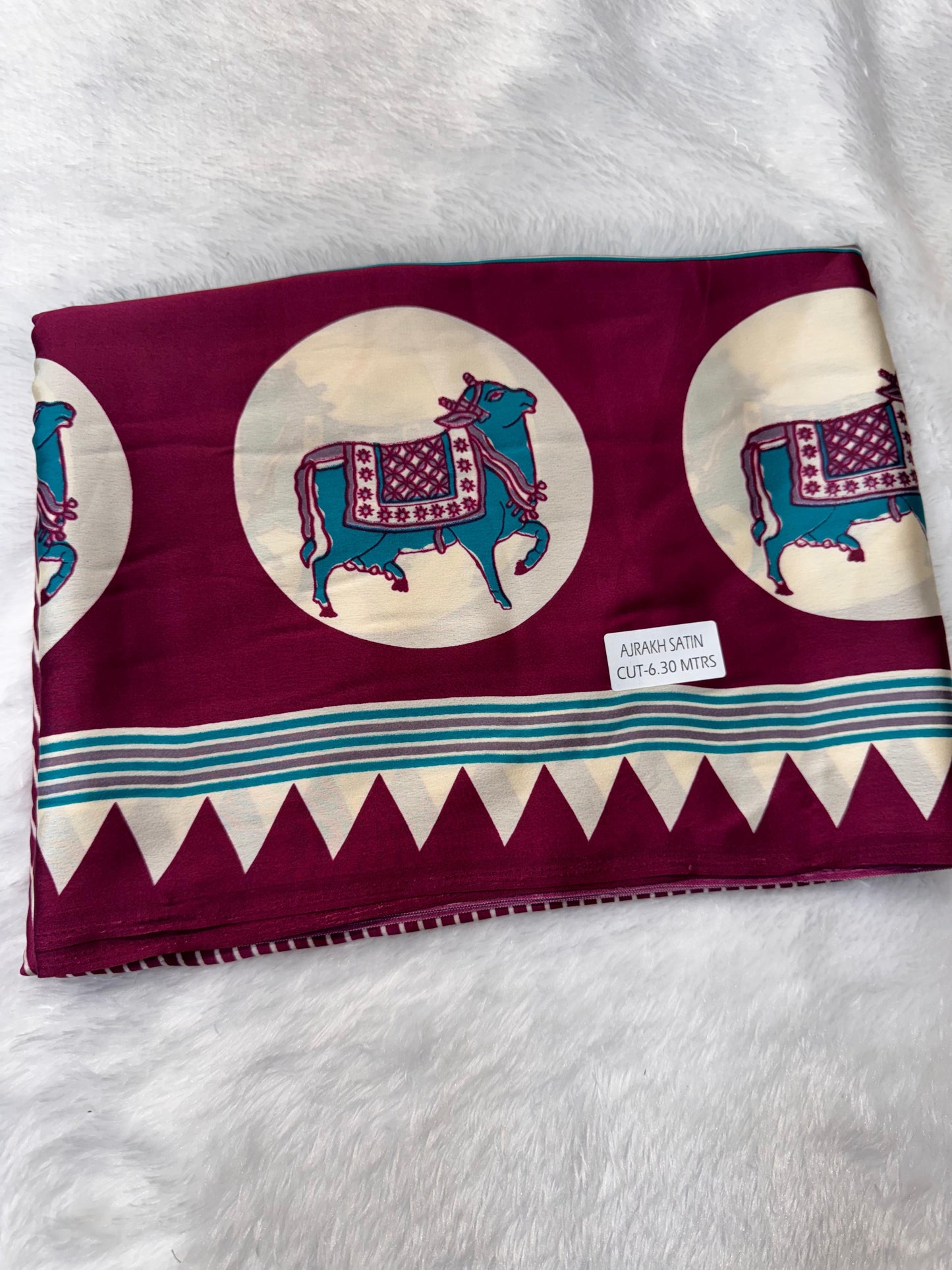 Semi Modal Silk Ajrak Print Pallu