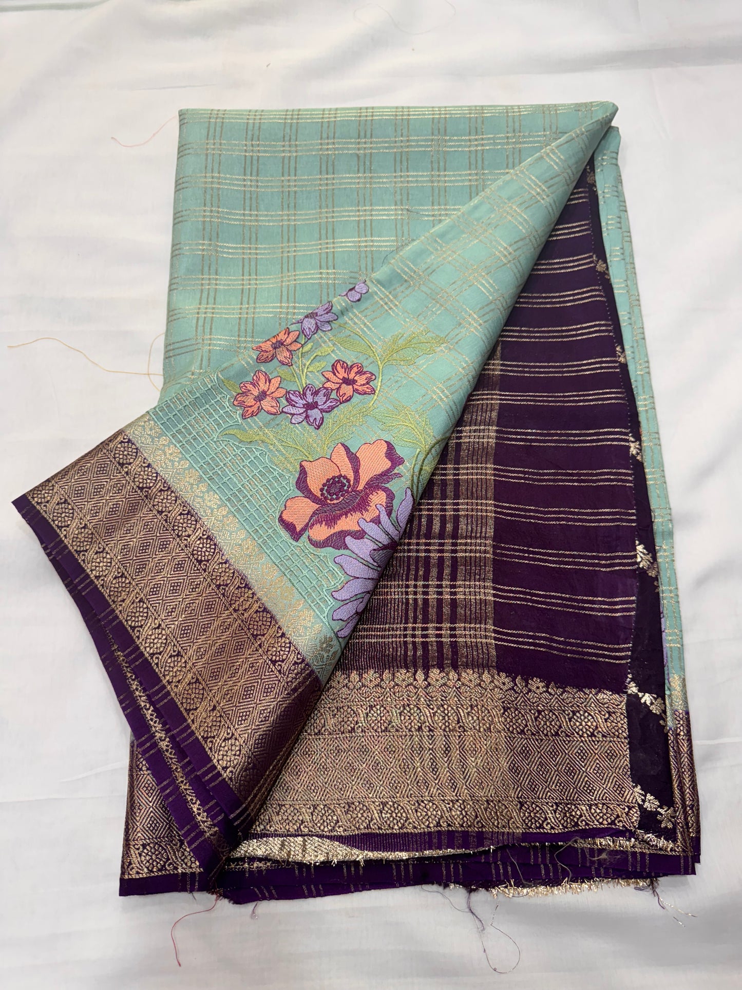 Crepe Viscose Chex Cut Work