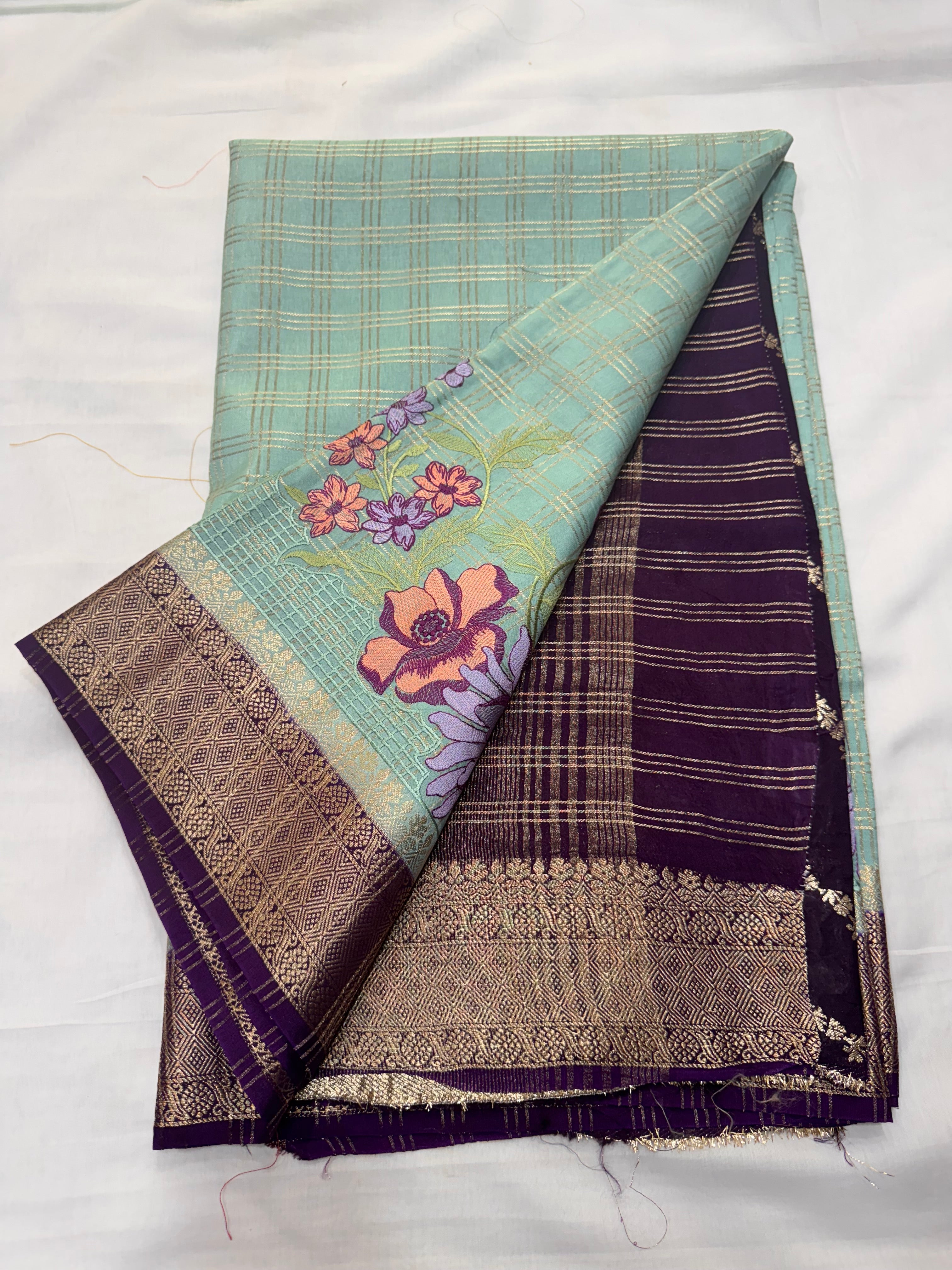 Crepe Viscose Chex Cut Work