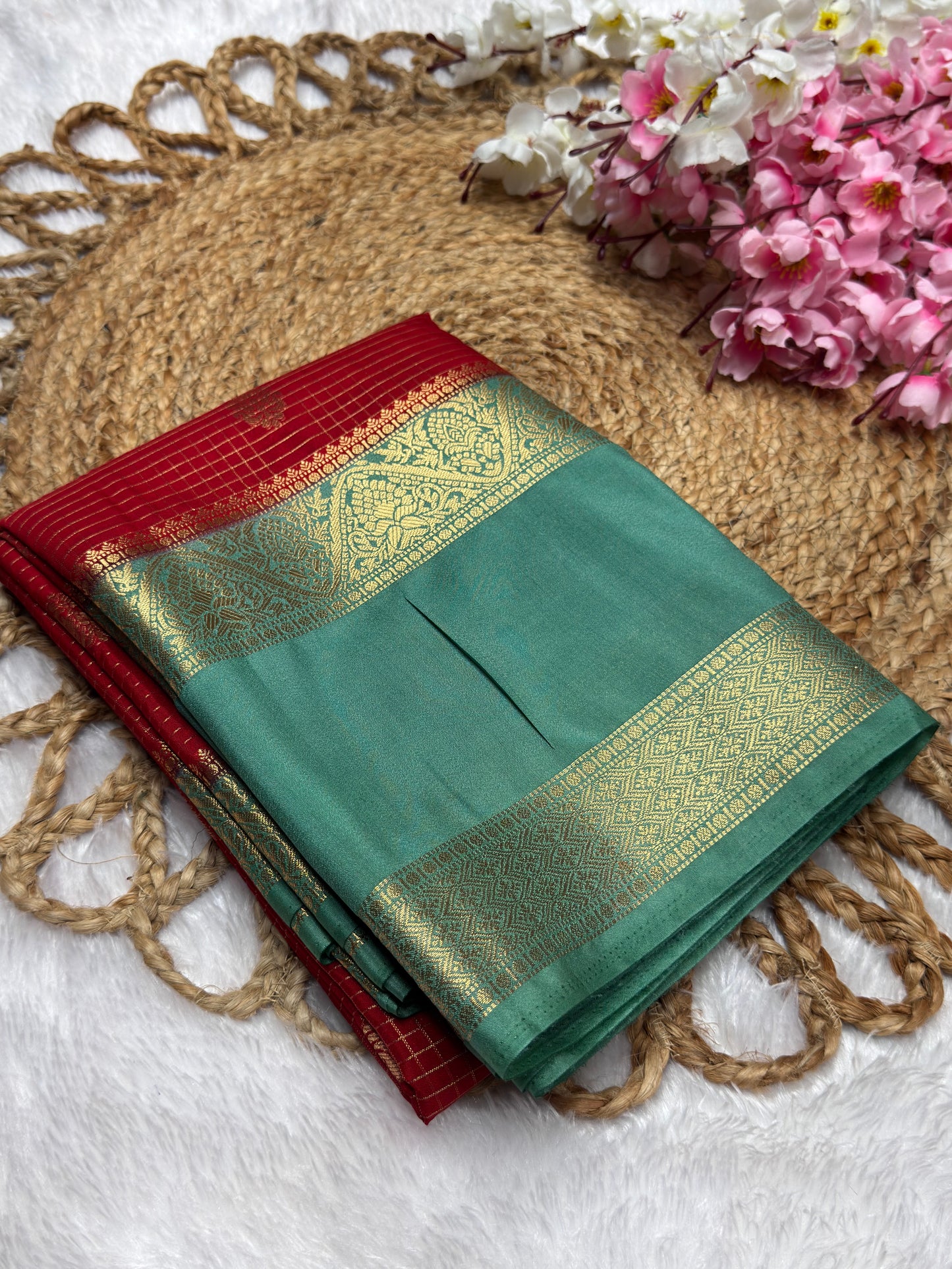 Premium Crepe Checks Rich Pallu