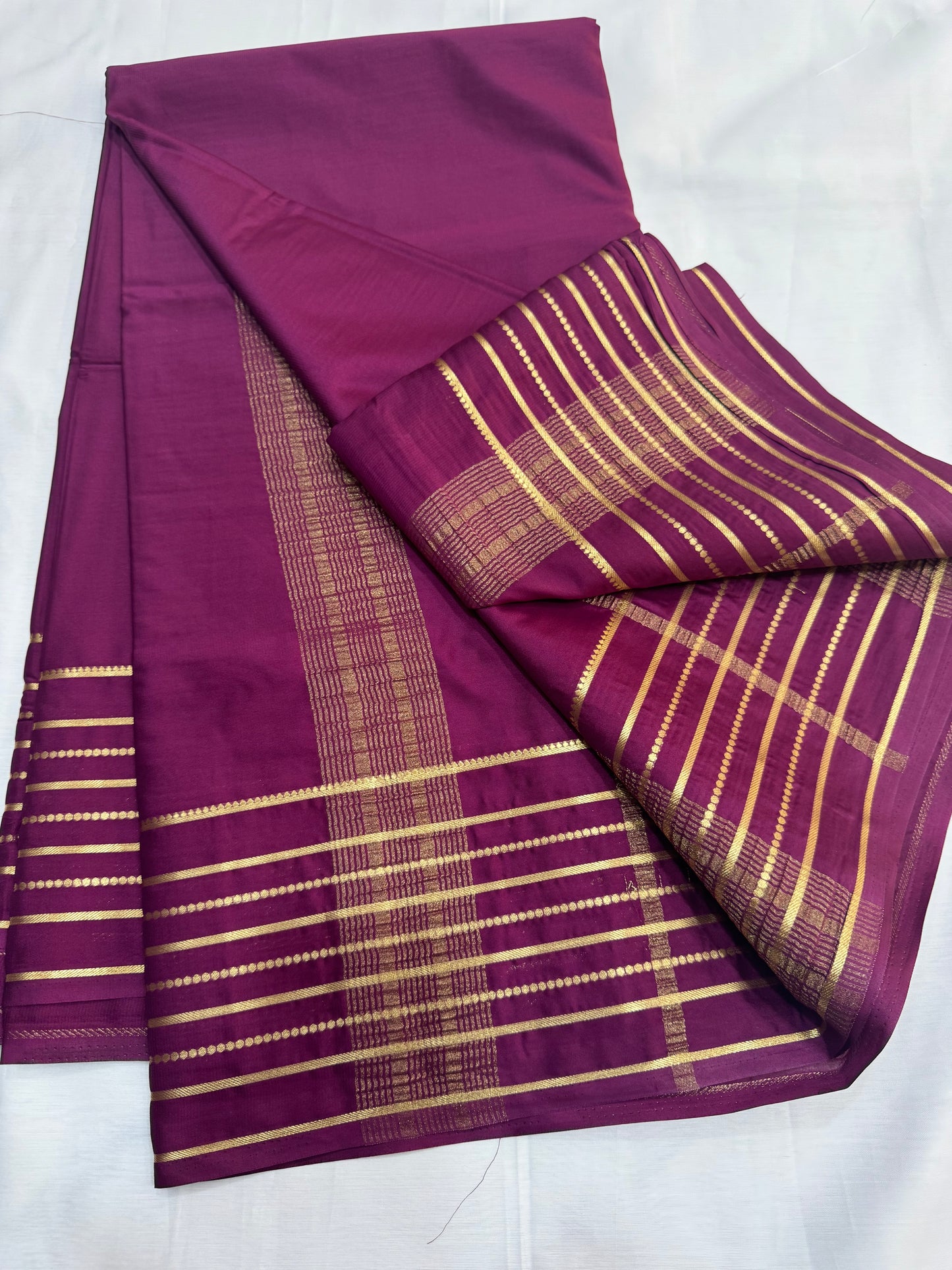 Semi Mysore Crape with Stripes