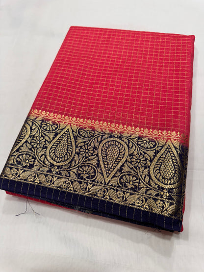 Viscose checks saree