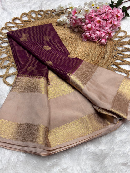 Premium Crepe Checks Rich Pallu