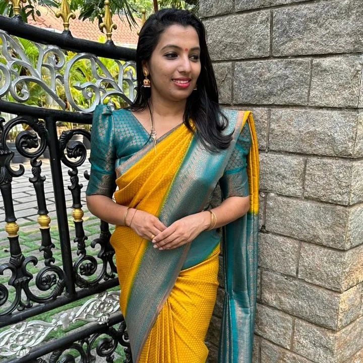 Kubera Pattu Yellow Saree | Saree, Yellow saree, Fashion