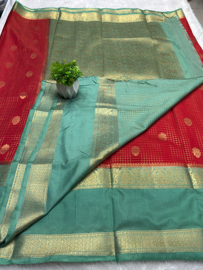 Premium Crepe Checks Rich Pallu