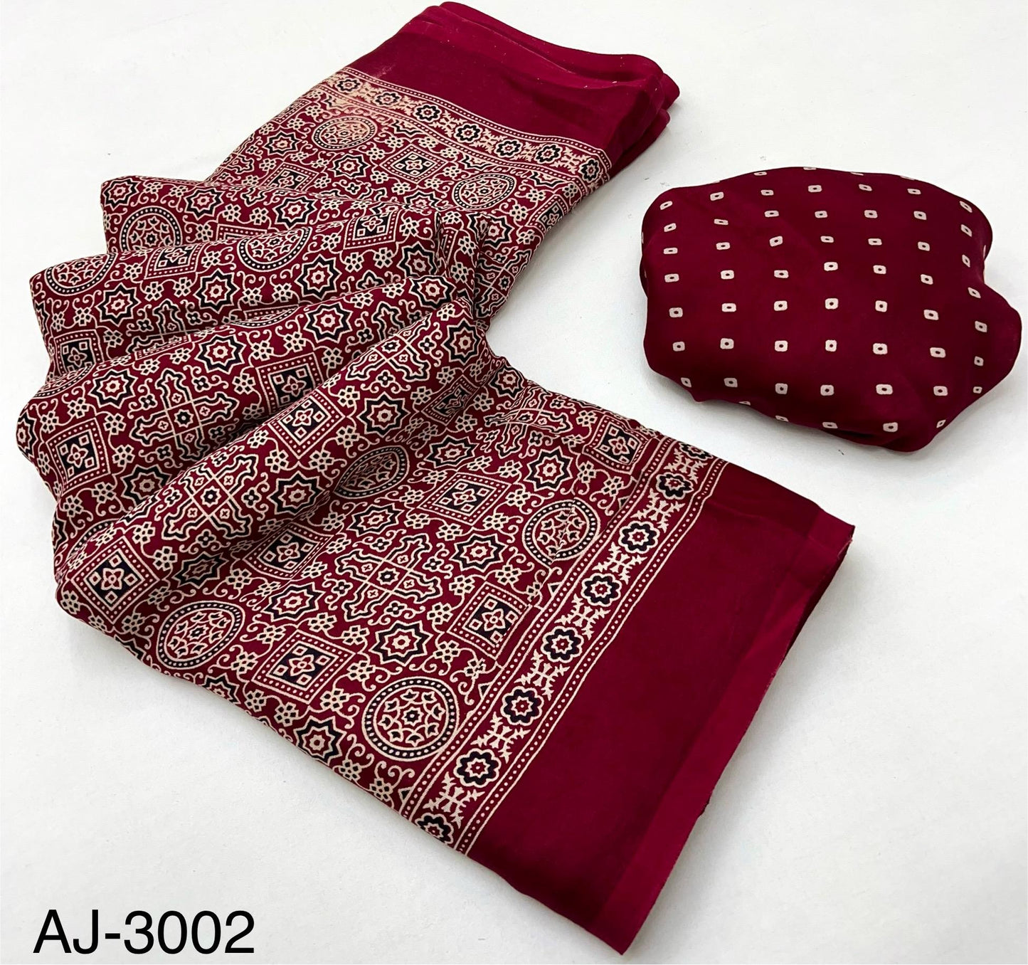 Semi Modal silk with Ajrak Print