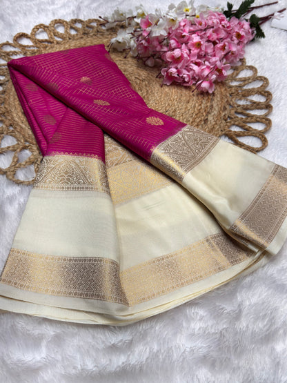Premium Crepe Checks Rich Pallu