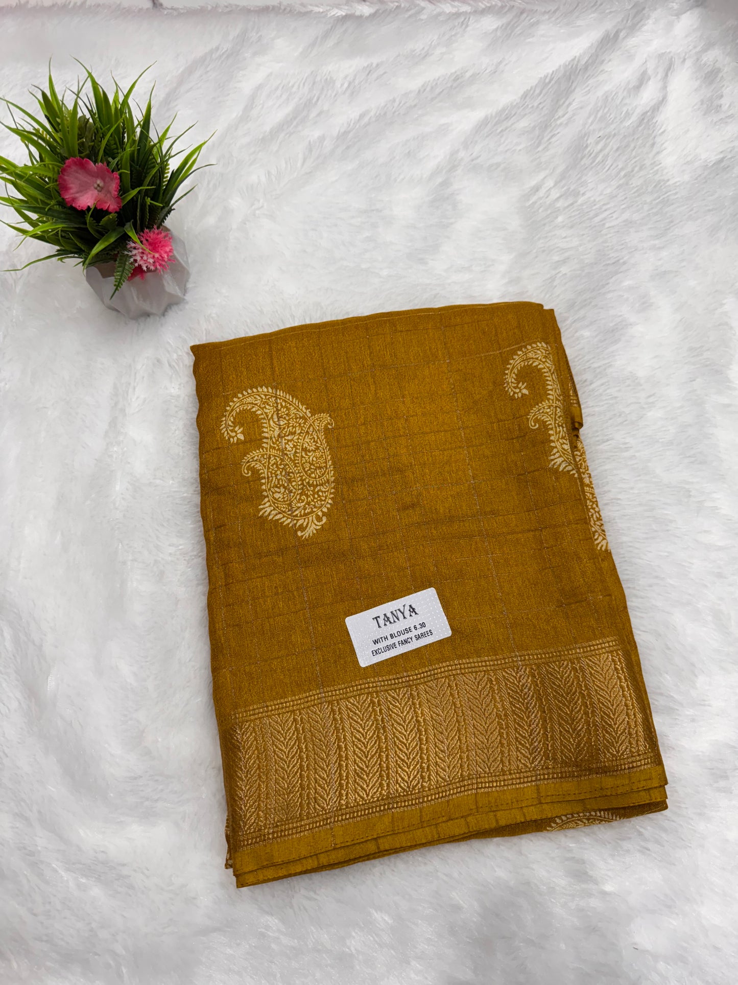 Tanya Fancy Saree Mango