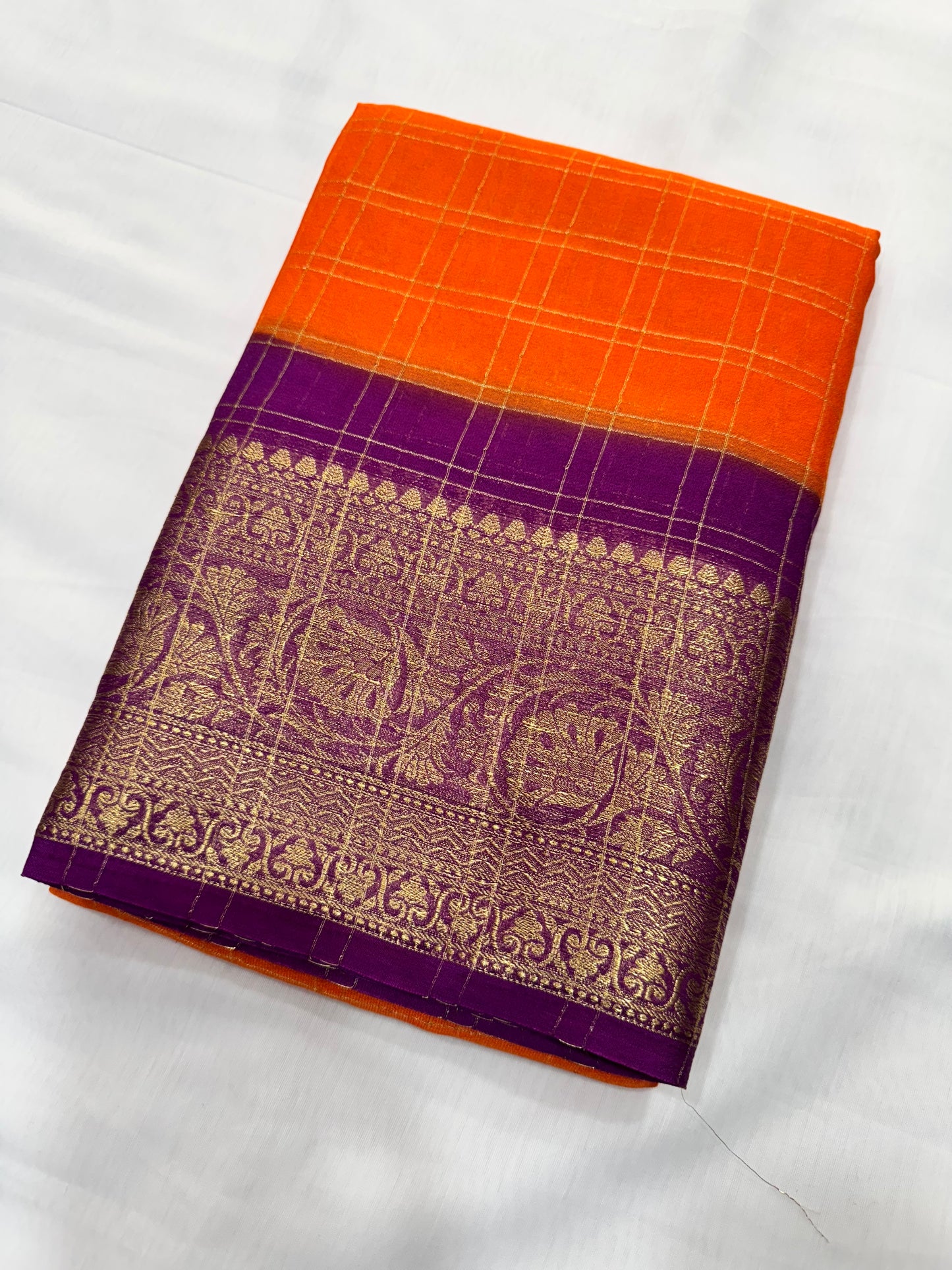M Checks with border flower design