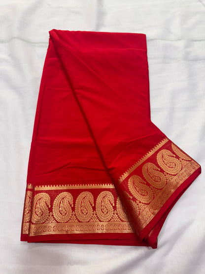 Premium Mysore Crape with Mango border