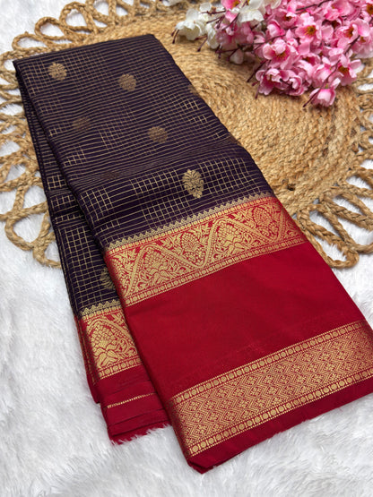 Premium Crepe Checks Rich Pallu