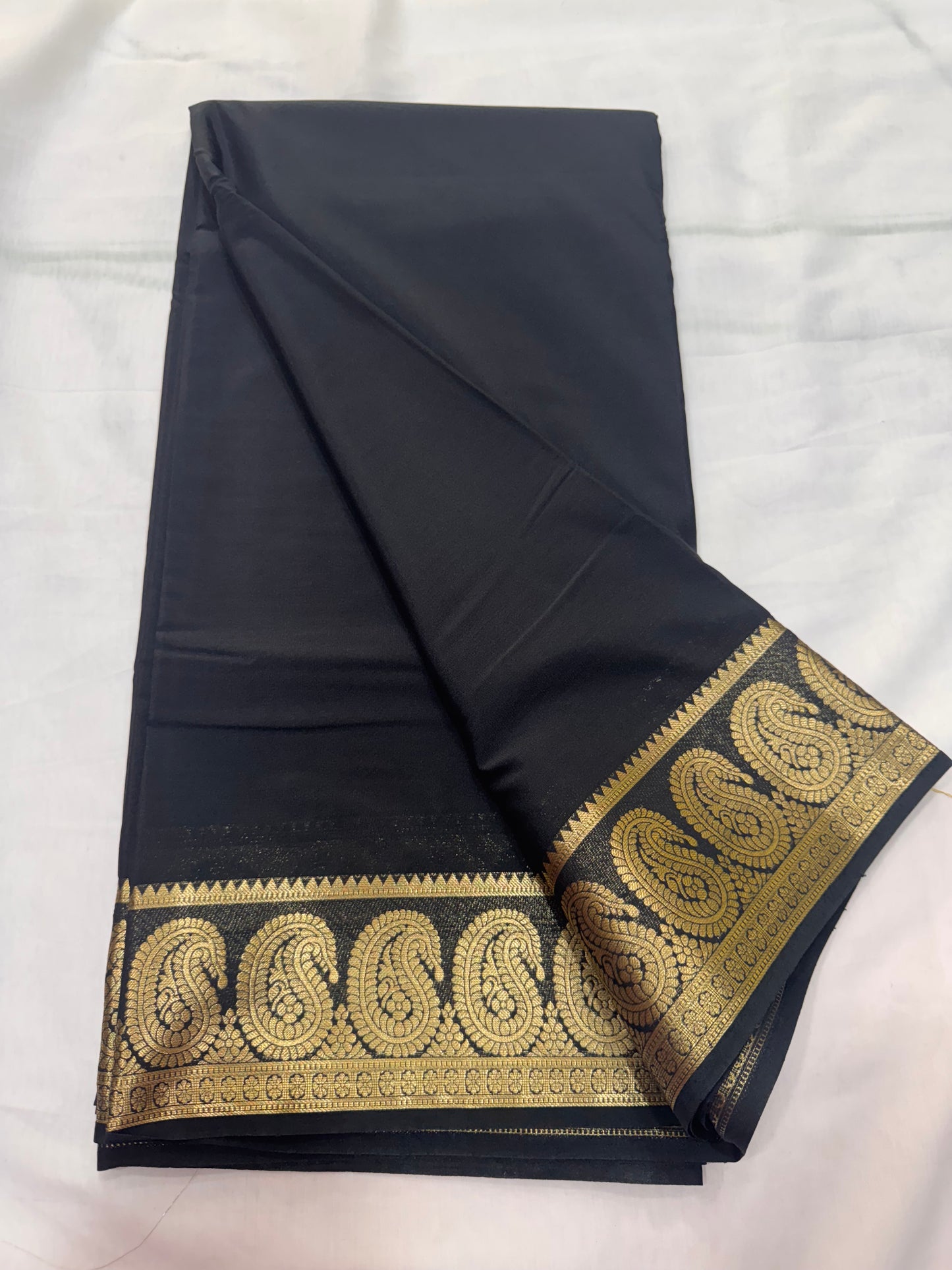 Premium Mysore Crape with Mango border