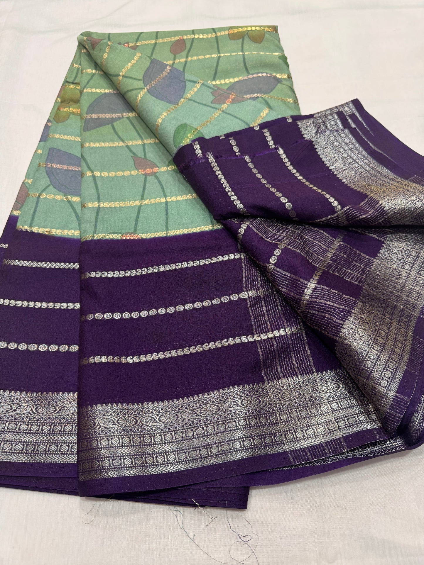 Semi Crape Pichwai design stripe