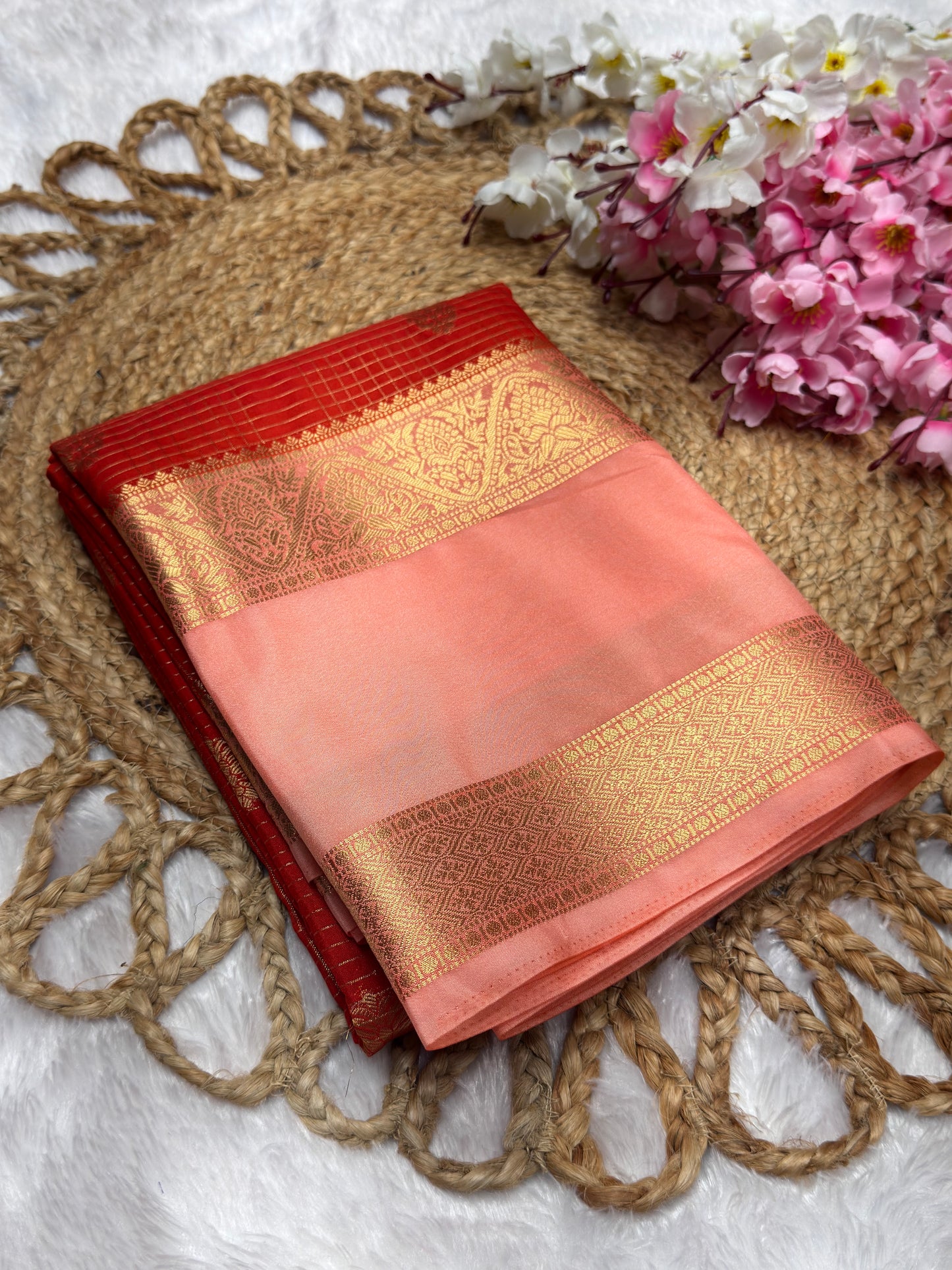 Premium Crepe Checks Rich Pallu