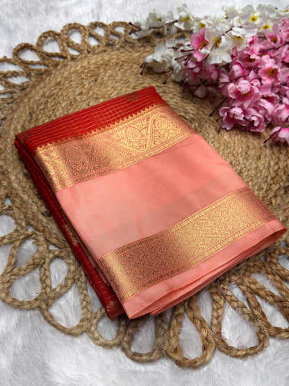 Premium Crepe Checks Rich Pallu