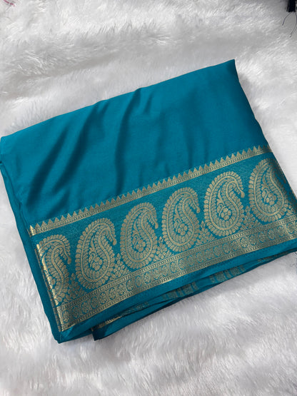 Premium Mysore Crape with Mango border