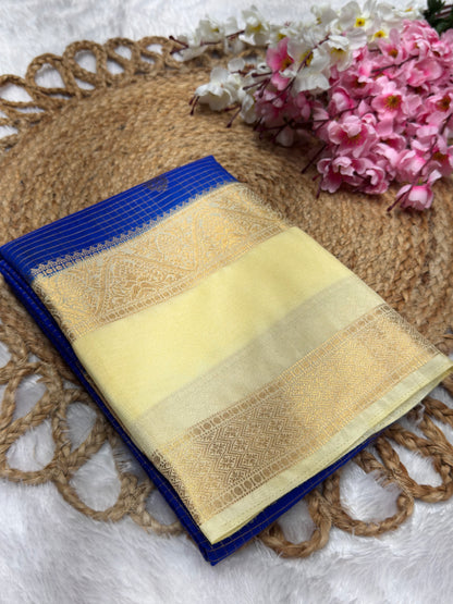 Premium Crepe Checks Rich Pallu