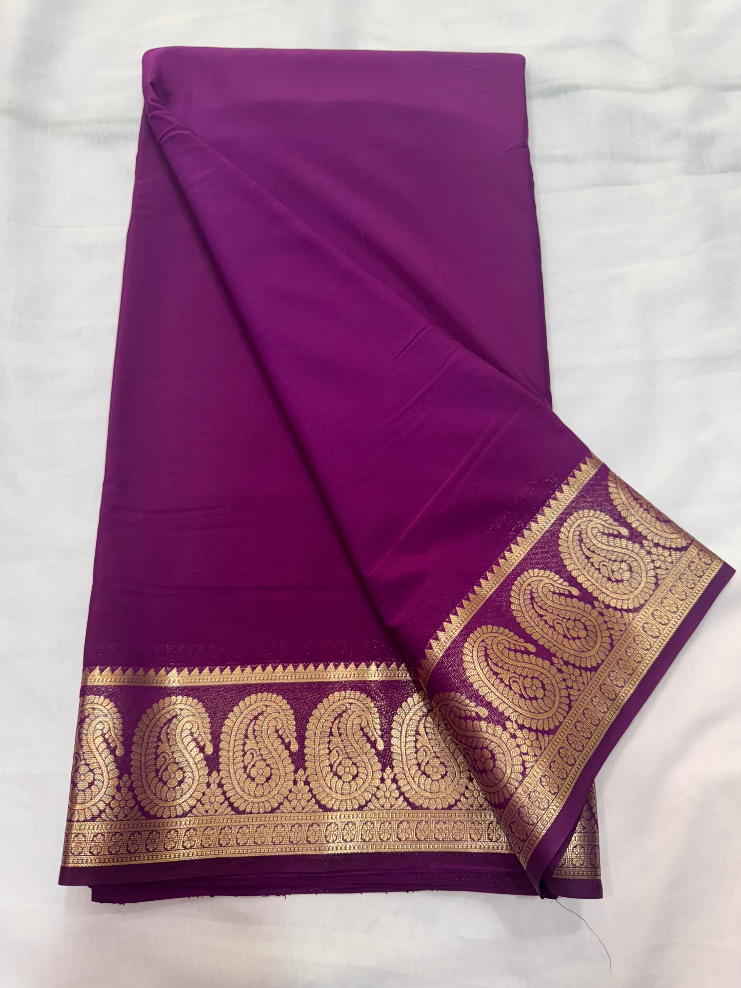 Premium Mysore Crape with Mango border