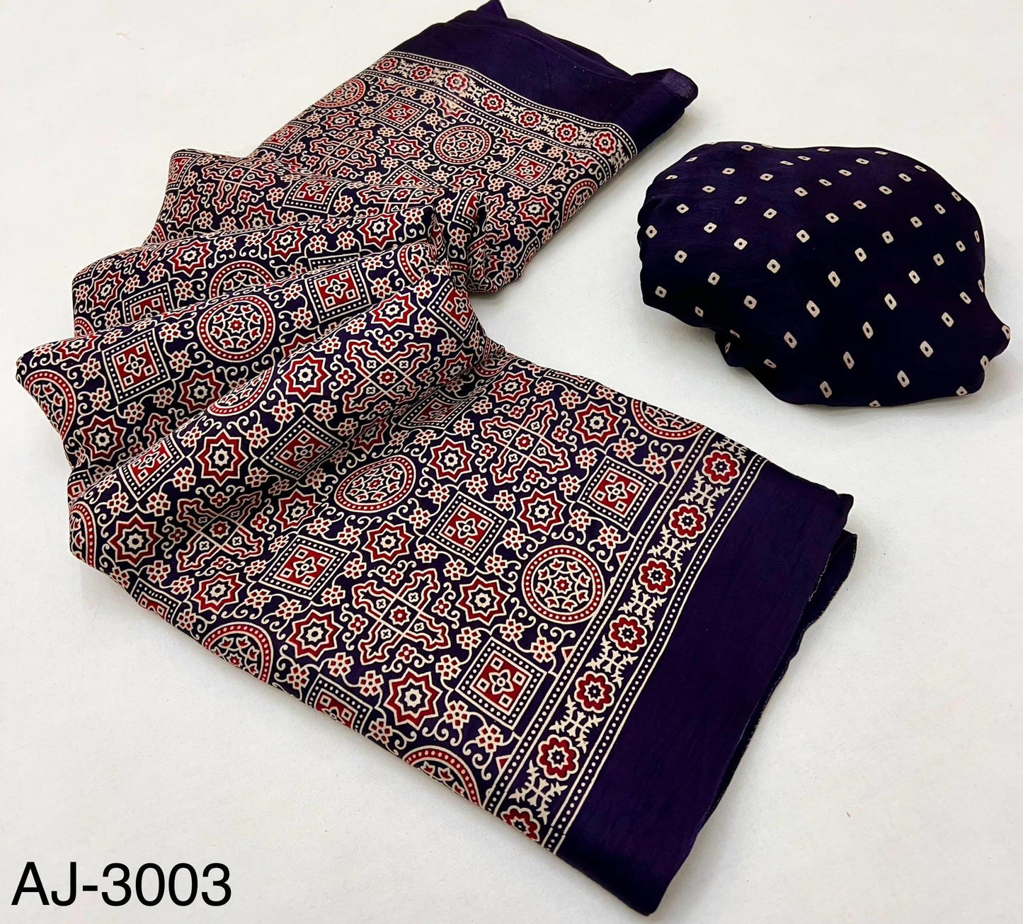 Semi Modal silk with Ajrak Print