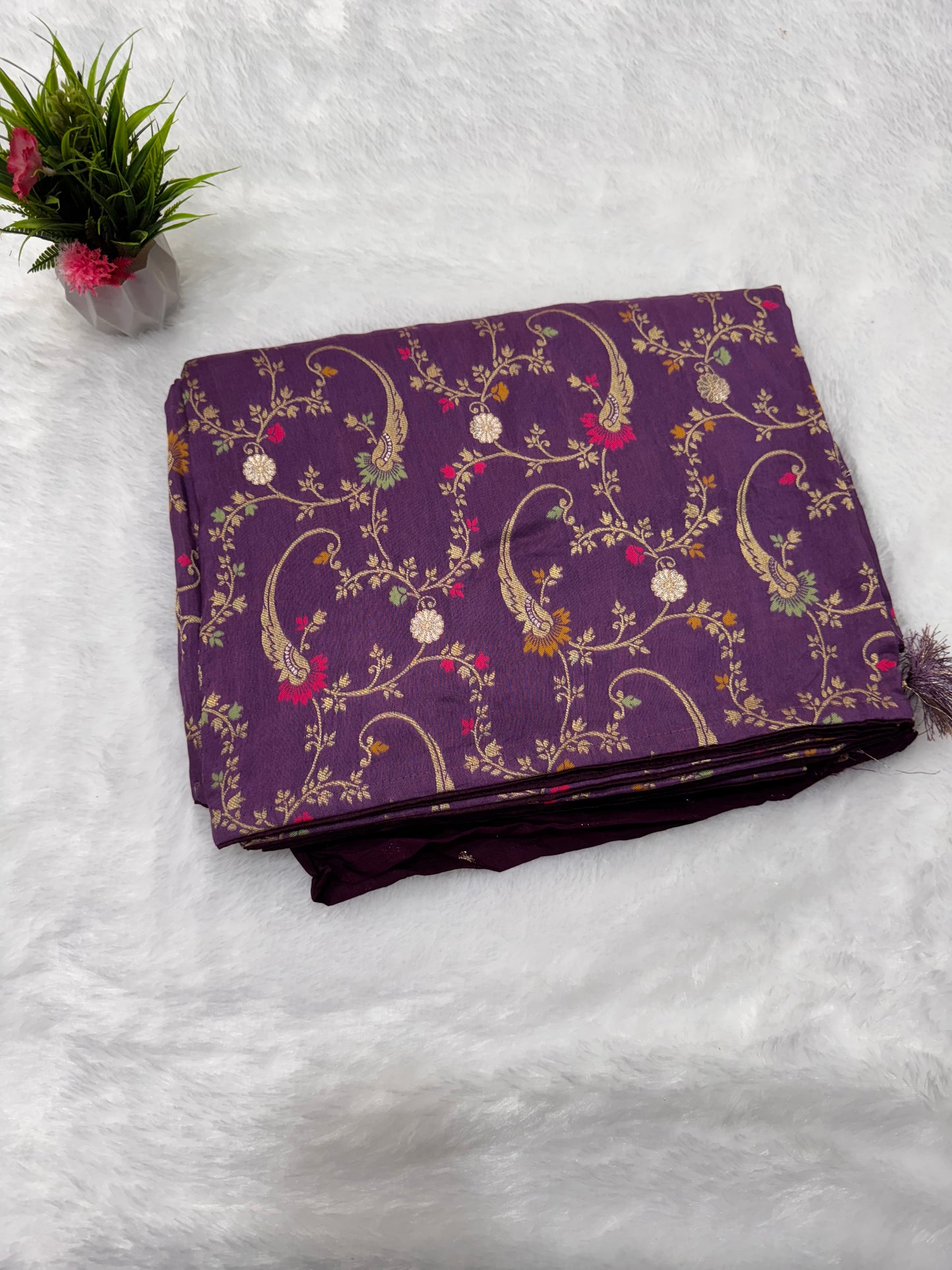 GD semi Tussar Silk Mina Work