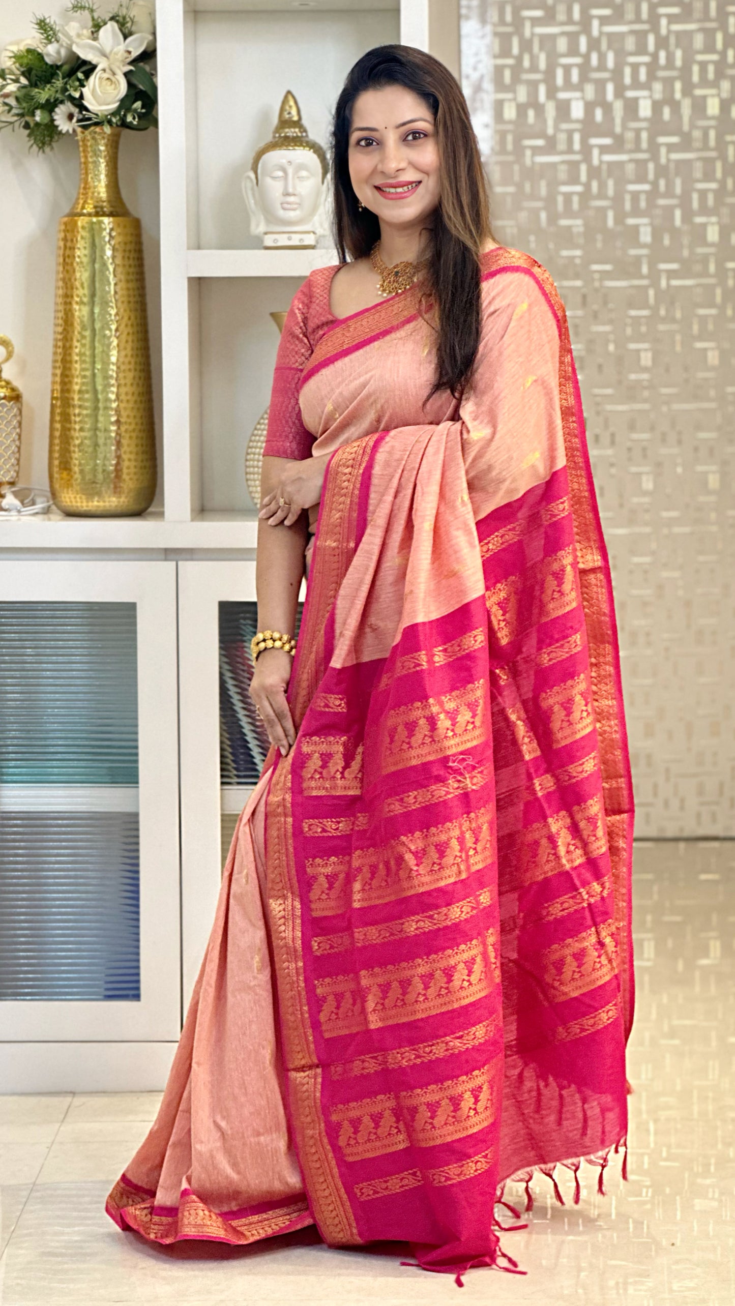 Kalyani Cotton Saree With Light Pink Color