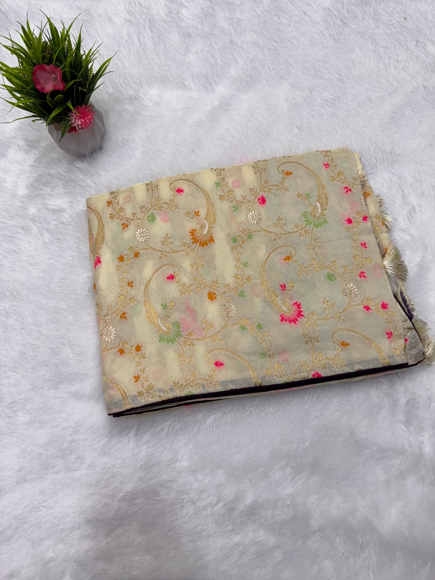 GD semi Tussar Silk Mina Work