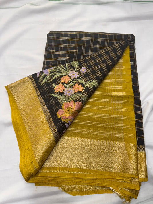 Crepe Viscose Chex Cut Work