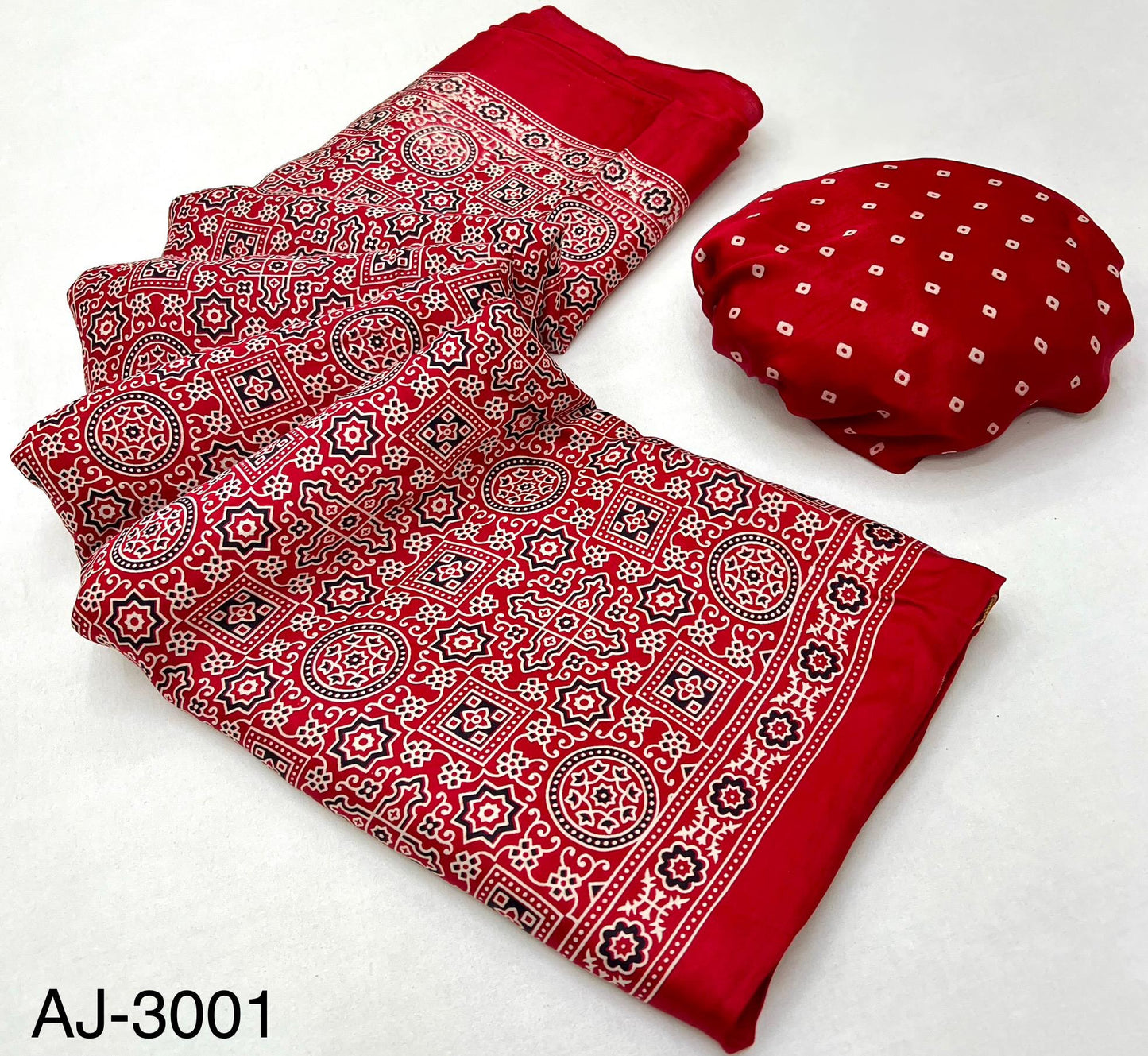 Semi Modal silk with Ajrak Print