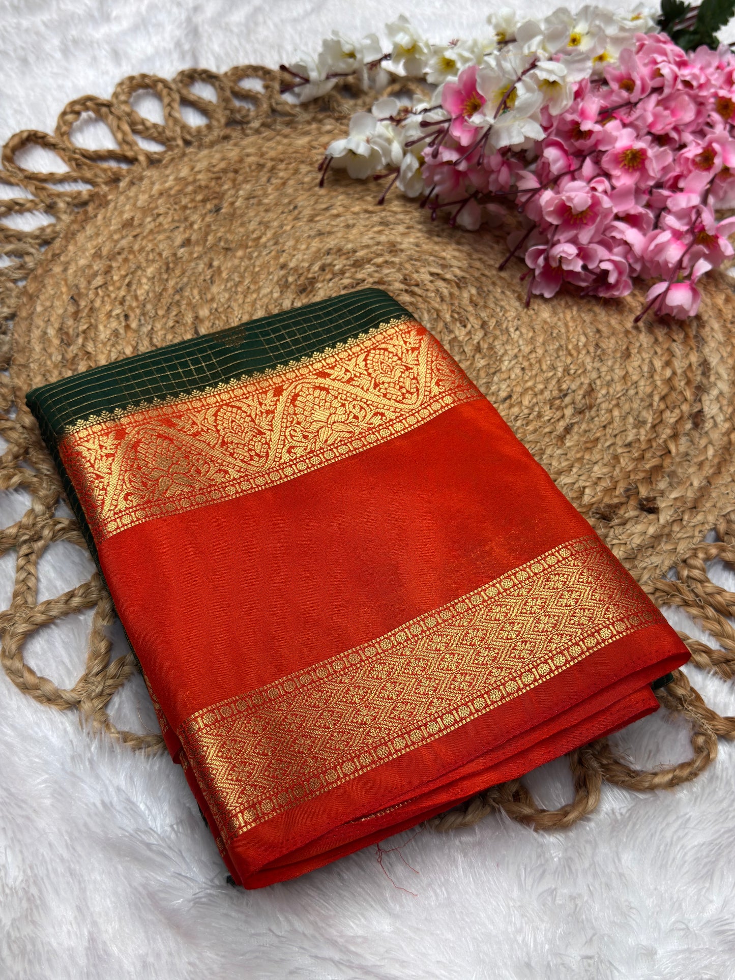 Premium Crepe Checks Rich Pallu