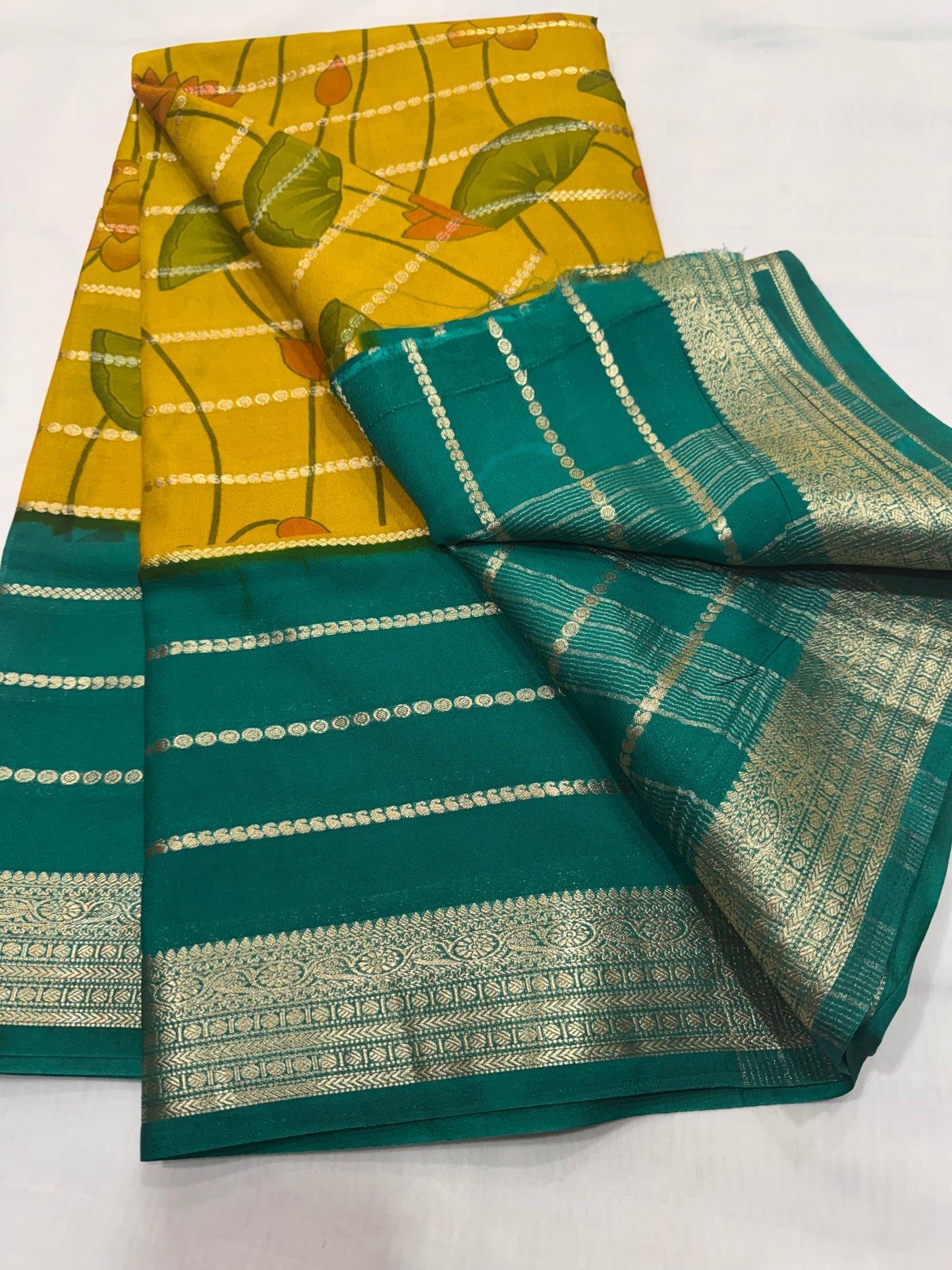Semi Crape Pichwai design stripe
