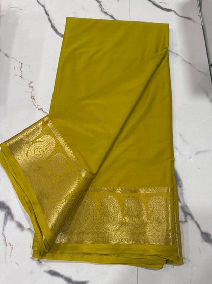 Premium Mysore Crape with Mango border