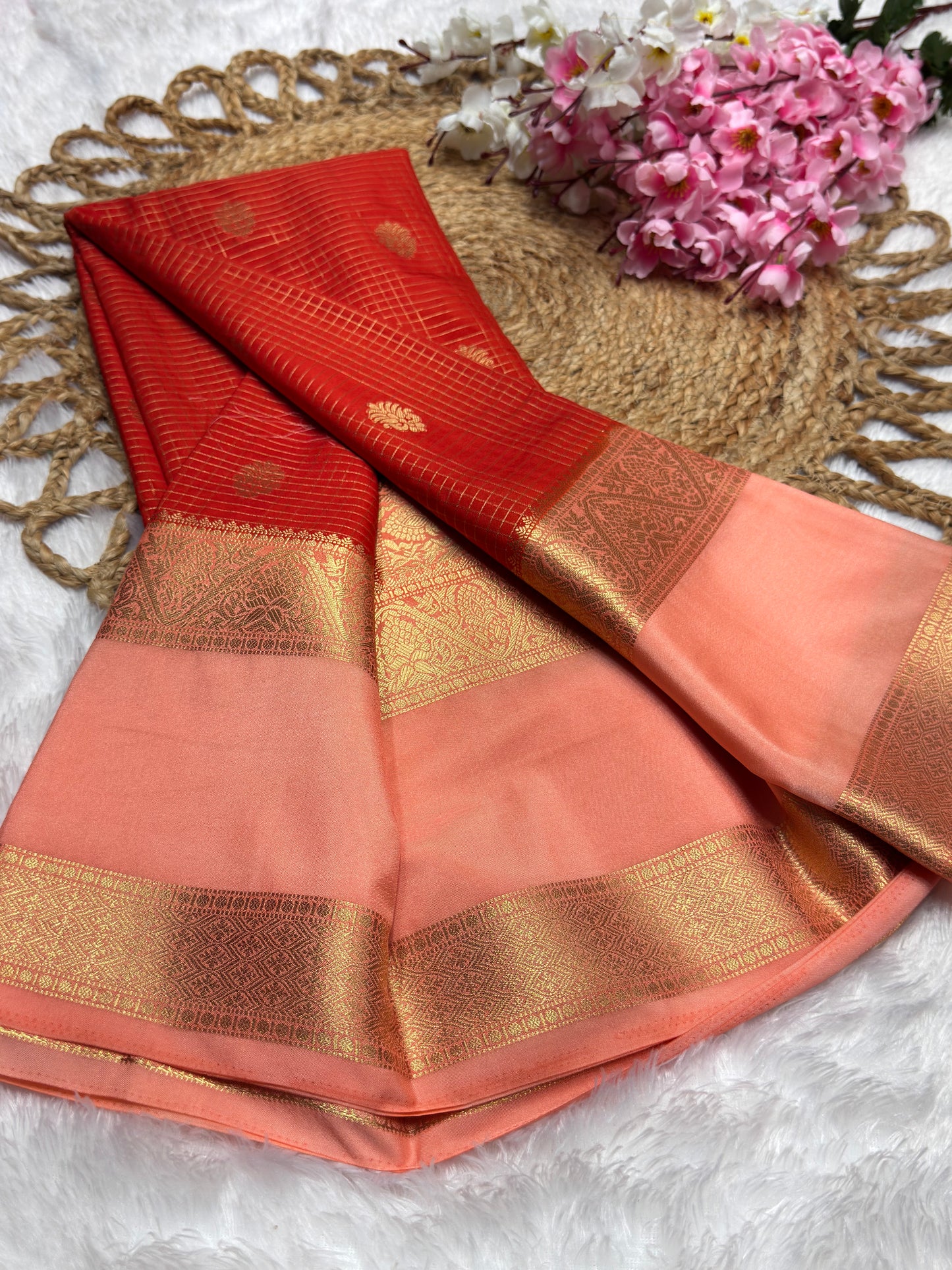 Premium Crepe Checks Rich Pallu