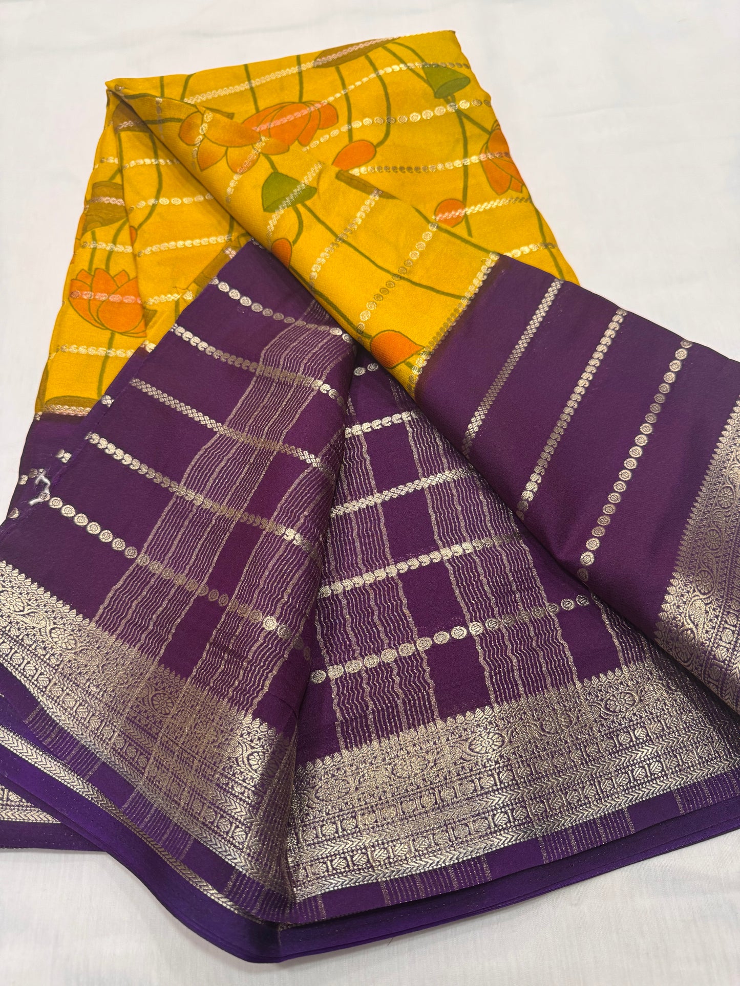 Semi Crape Pichwai design stripe