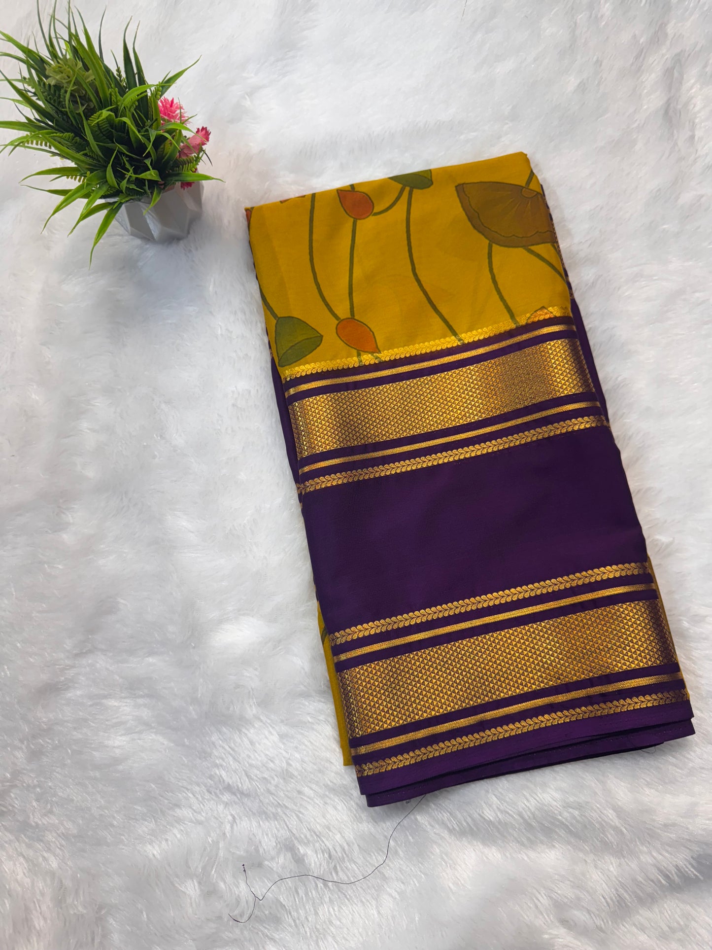 Semi Mysore Crepe with Digital Pichwai