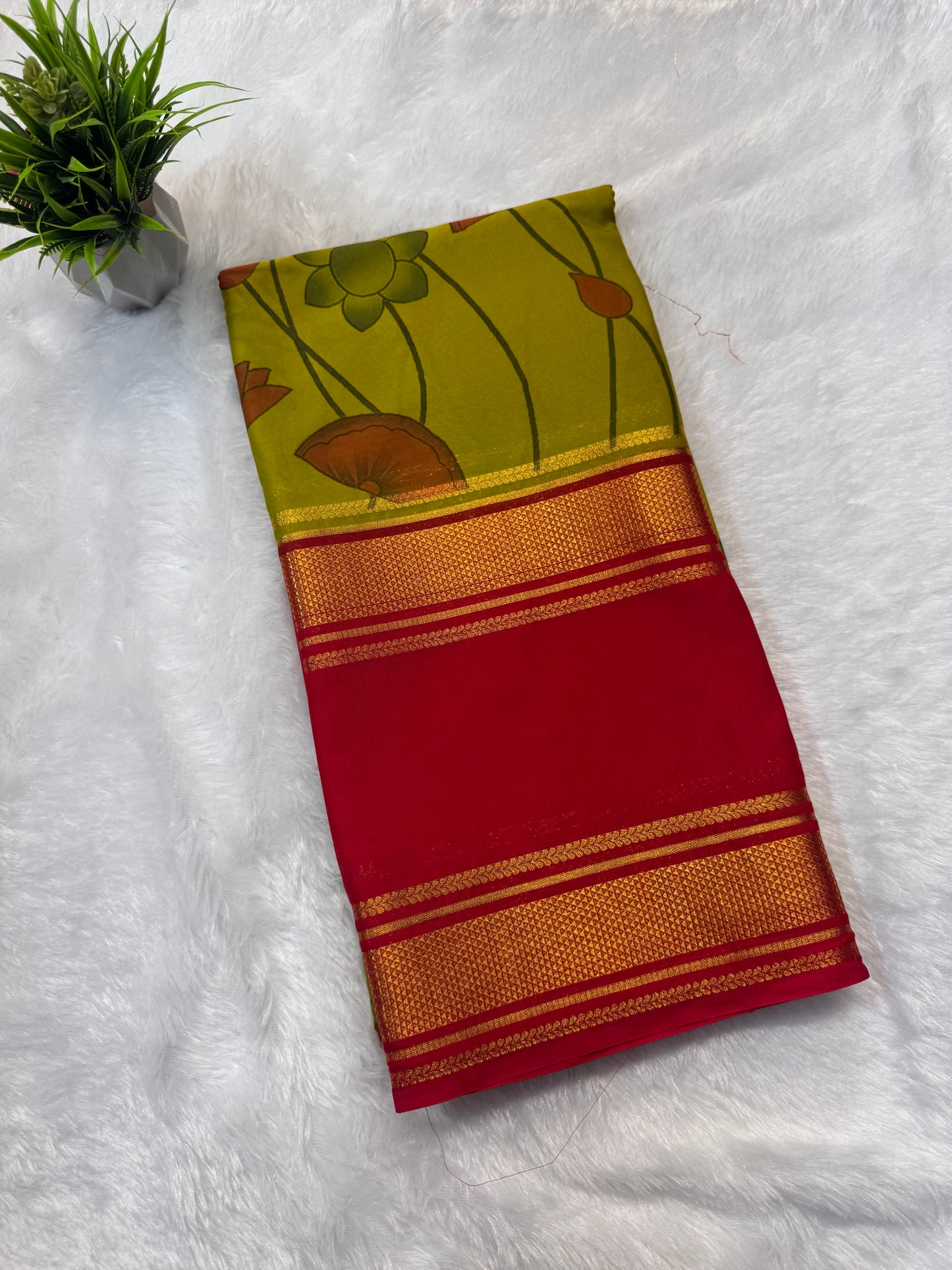 Semi Mysore Crepe with Digital Pichwai