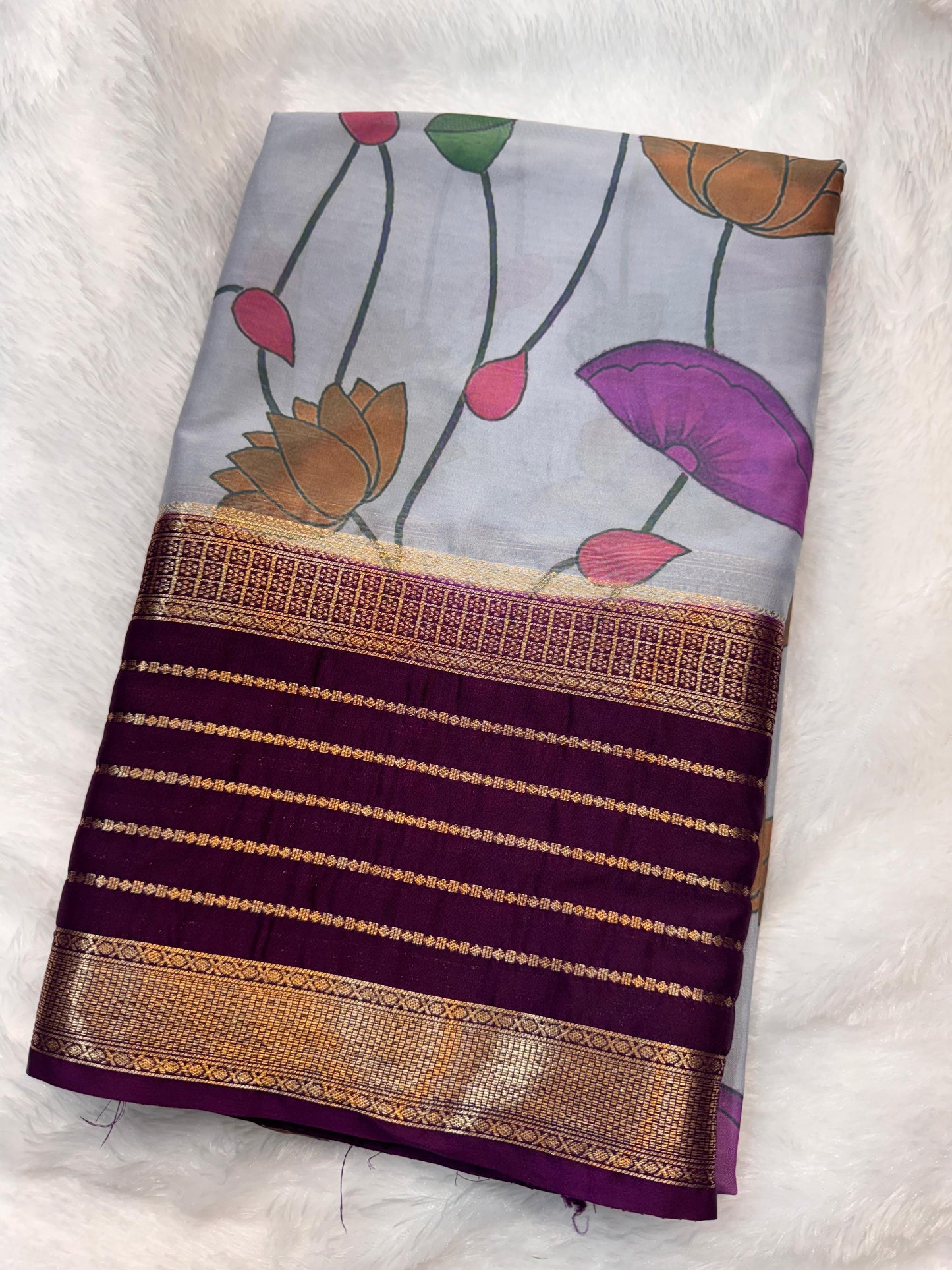 Premium Semi Mysore Crepe with Pichwai Print
