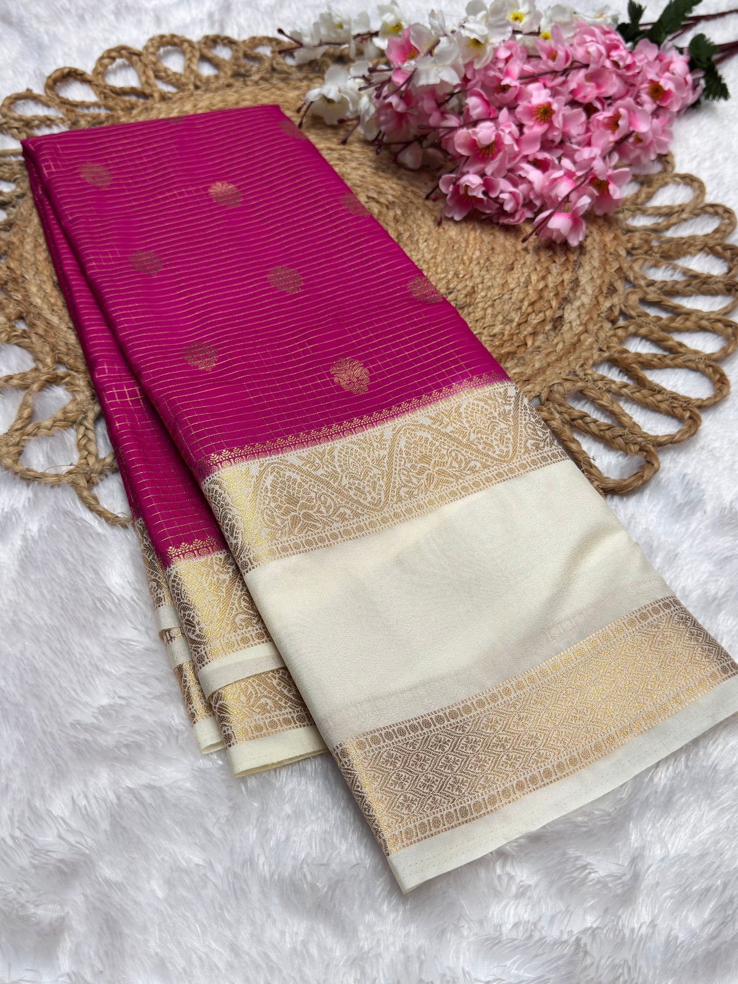 Premium Crepe Checks Rich Pallu
