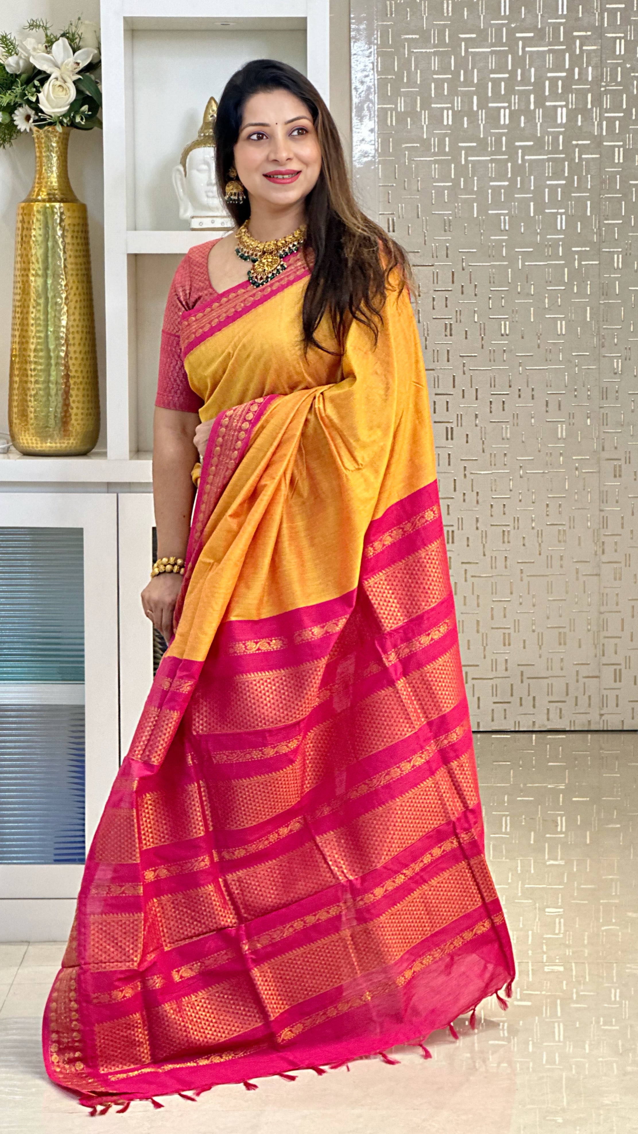 kalyani Cotton Silk Saree with blouse (inclusive of all taxes) – Viha Online