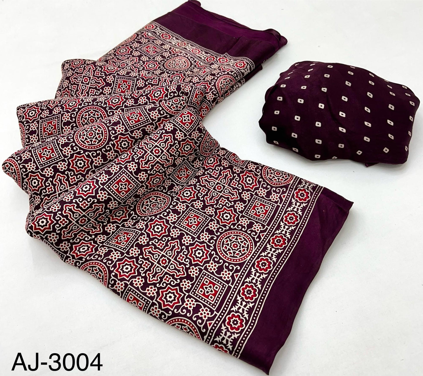 Semi Modal silk with Ajrak Print