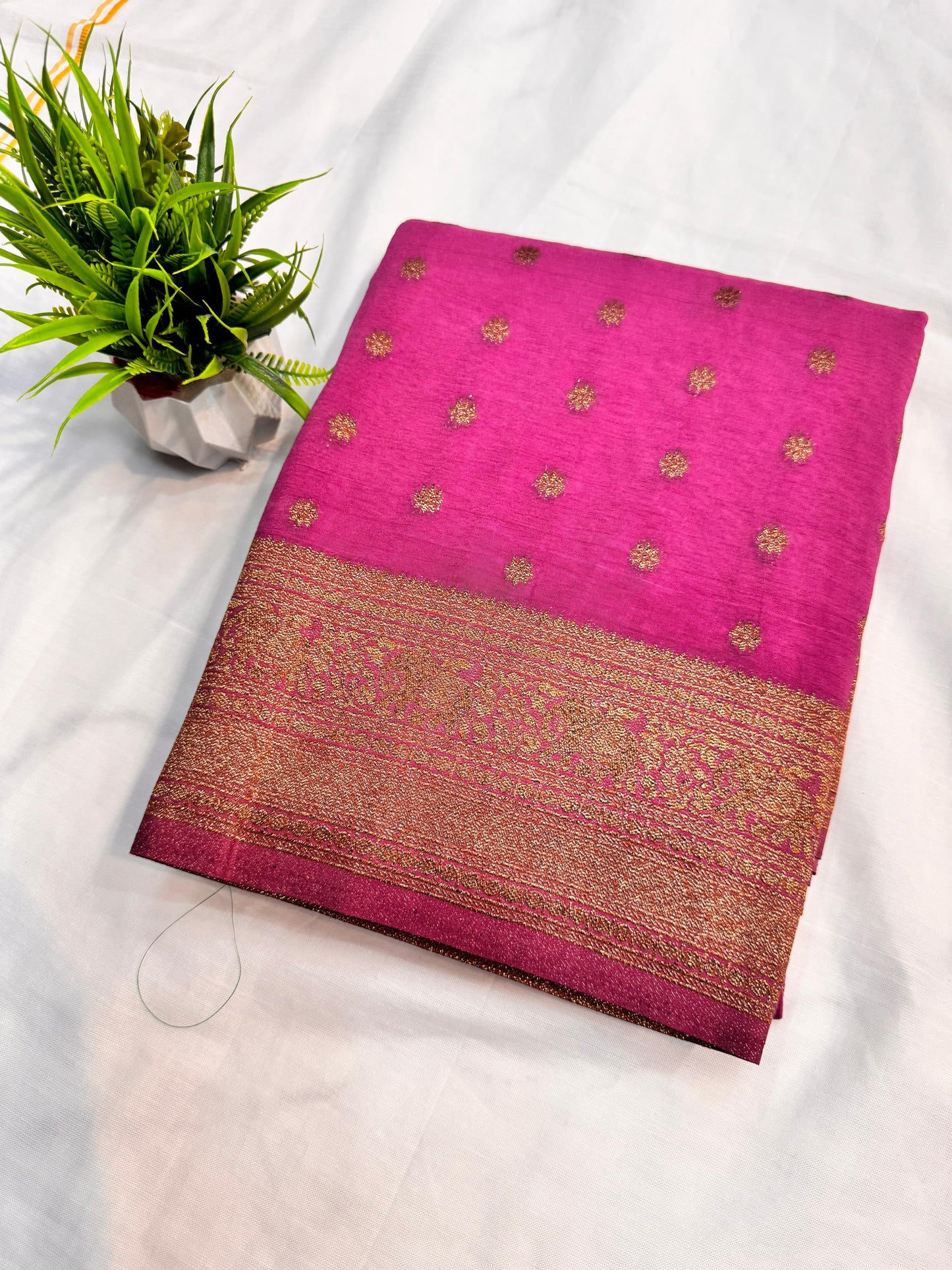 Georgette Self Elephant Border