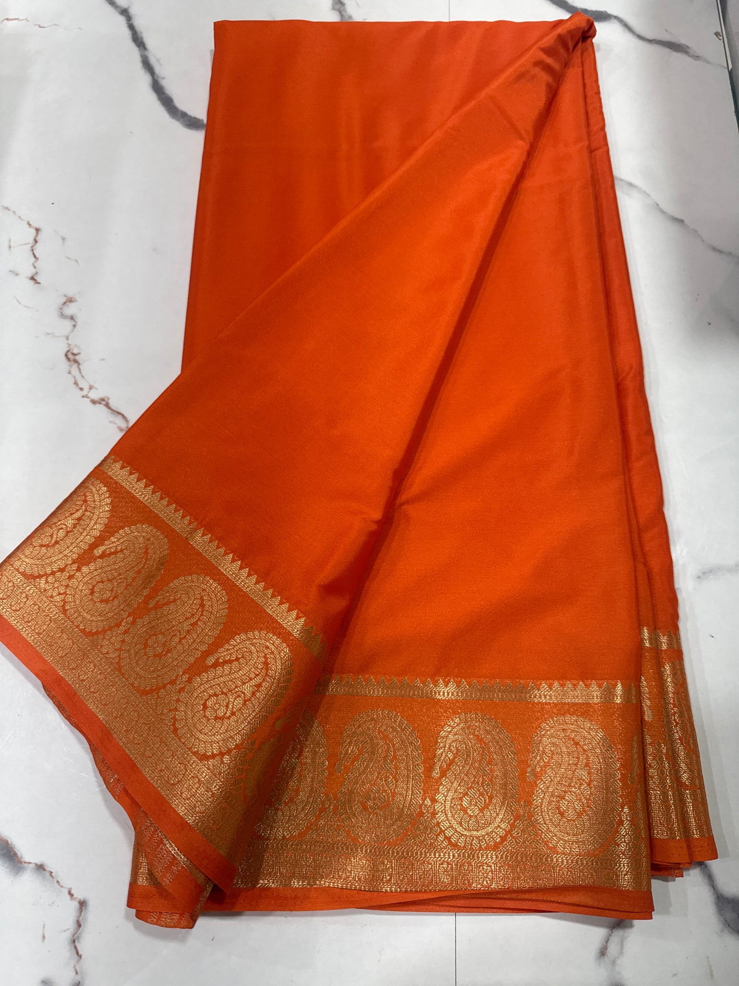 Premium Mysore Crape with Mango border