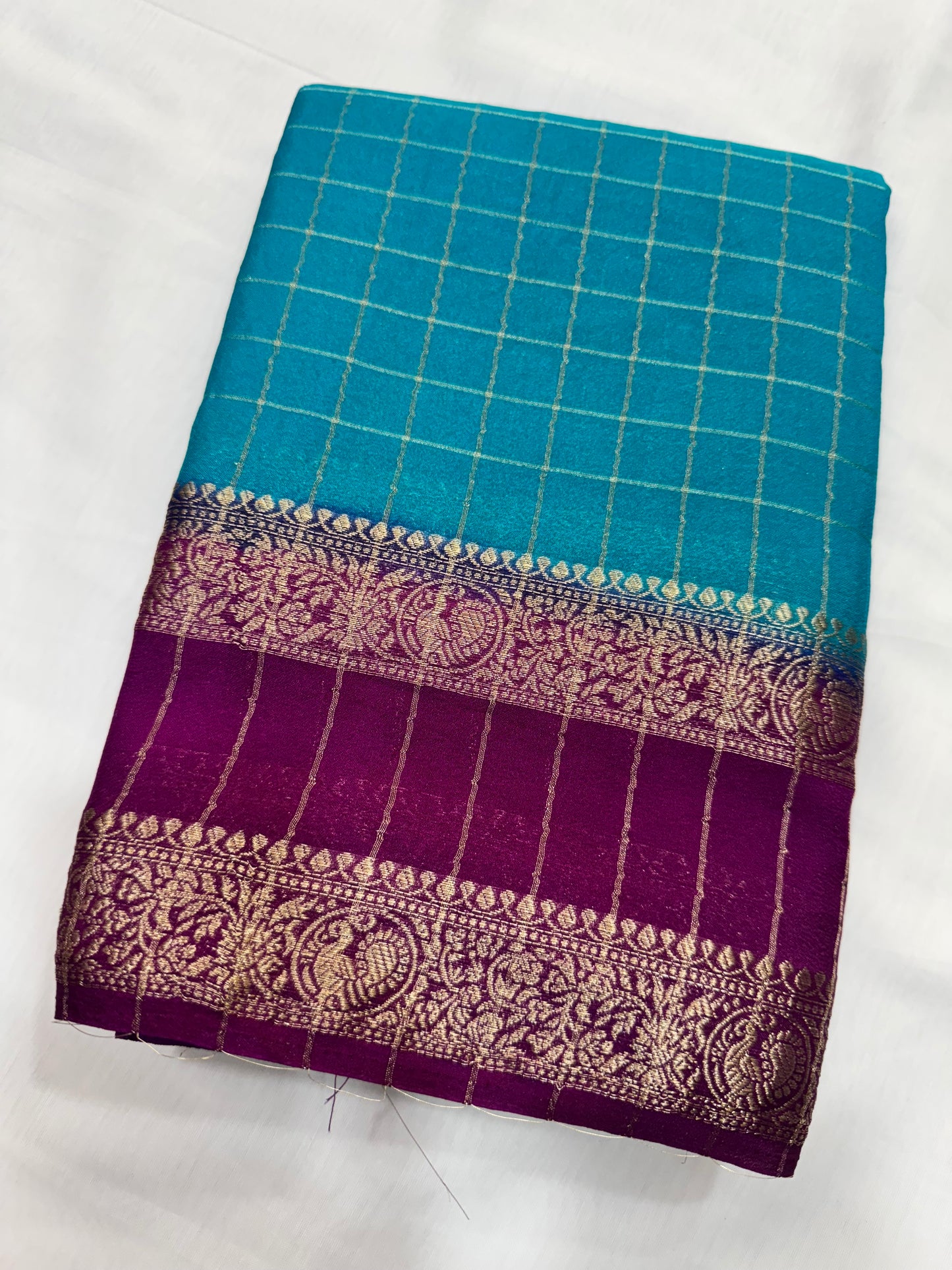 M Checks with border flower design