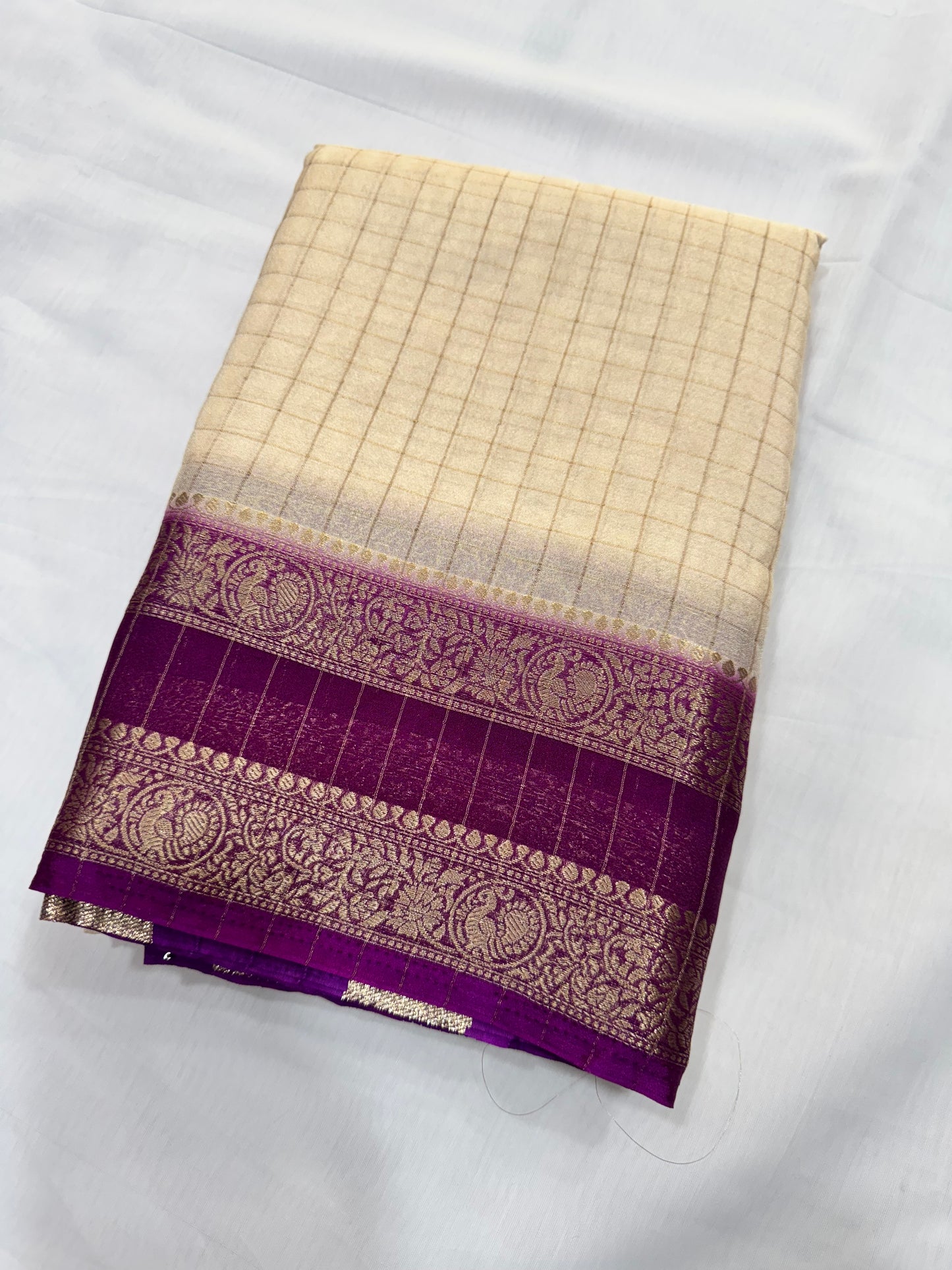 M Checks with border flower design