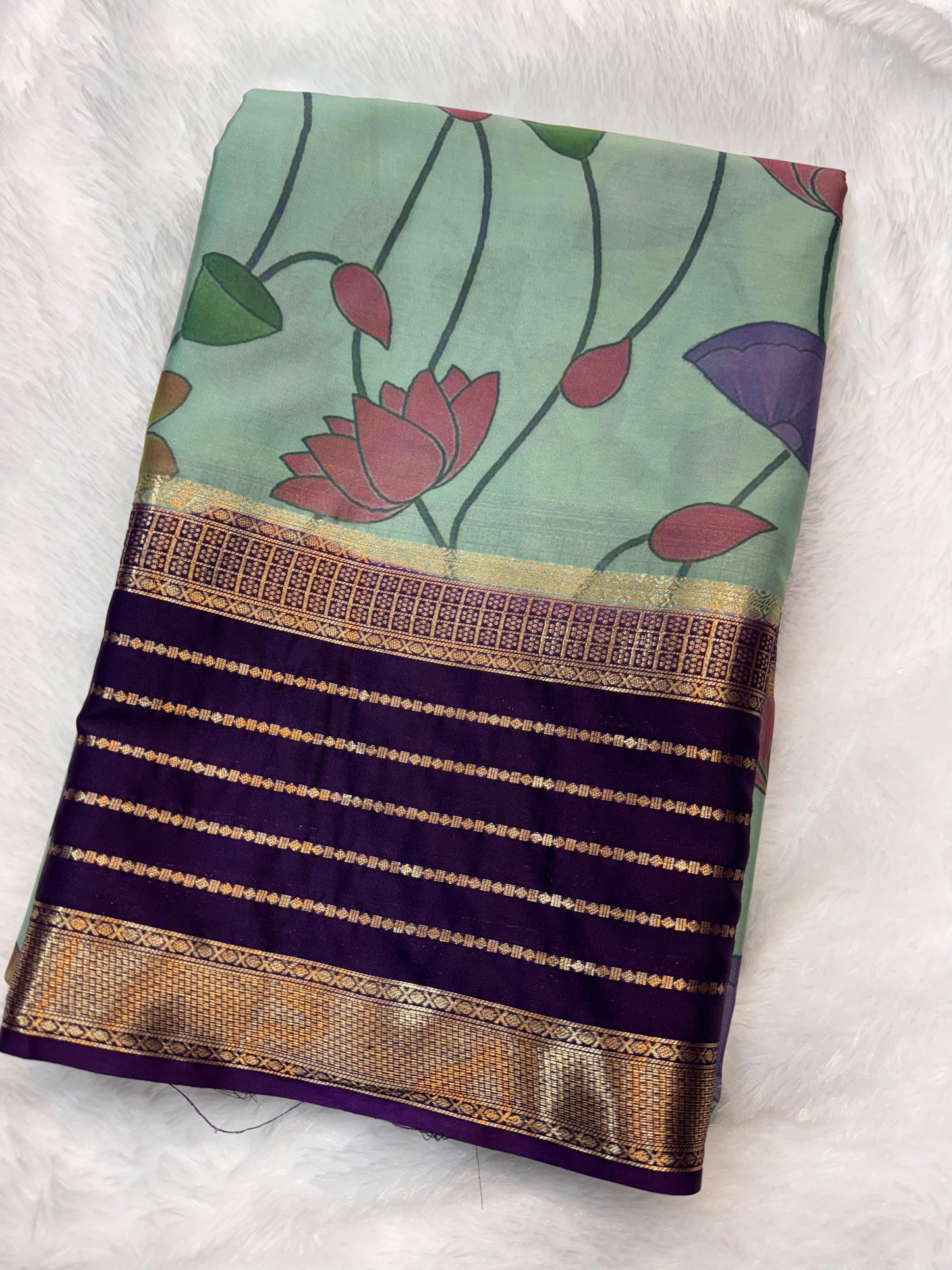 Premium Semi Mysore Crepe with Pichwai Print