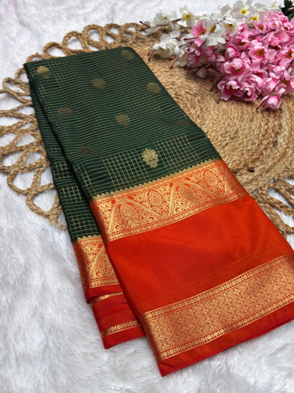Premium Crepe Checks Rich Pallu