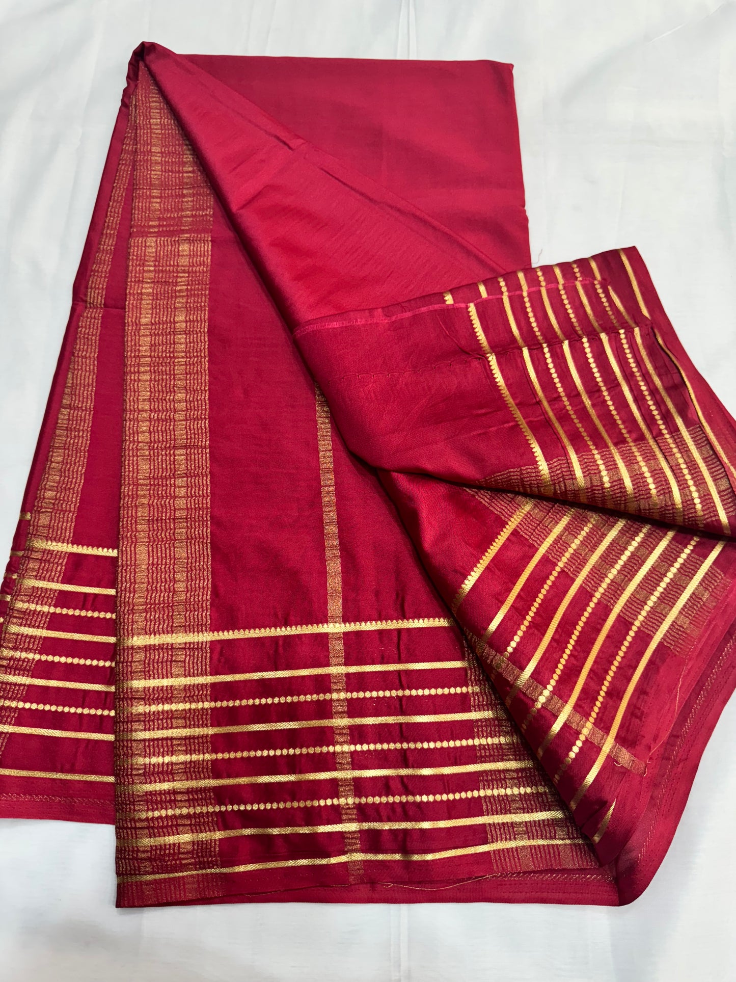 Semi Mysore Crape with Stripes