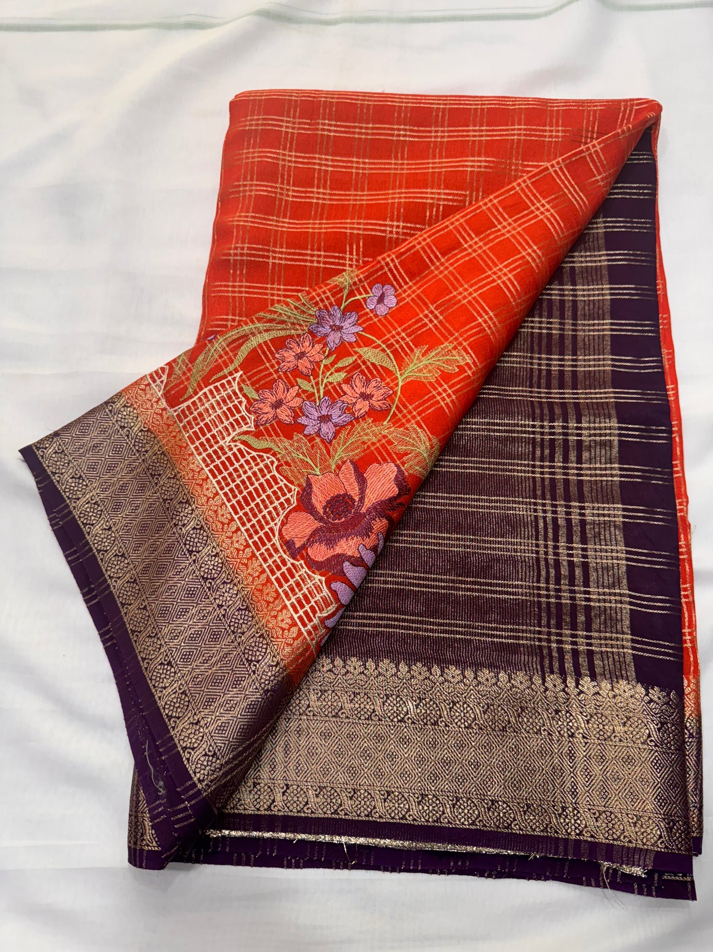 Crepe Viscose Chex Cut Work