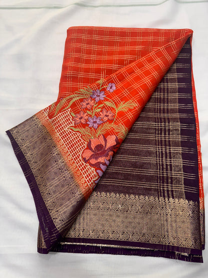 Crepe Viscose Chex Cut Work